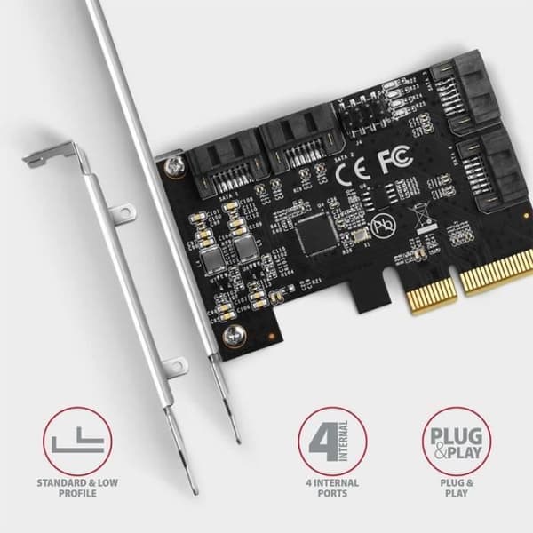 AXAGON PCES-SA4X4 PCIe-kontroller 4X intern SATA 6G-port + LP - 8595247906977