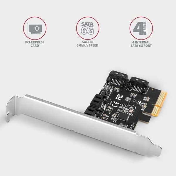 AXAGON PCES-SA4X4 PCIe-kontroller 4X intern SATA 6G-port + LP - 8595247906977