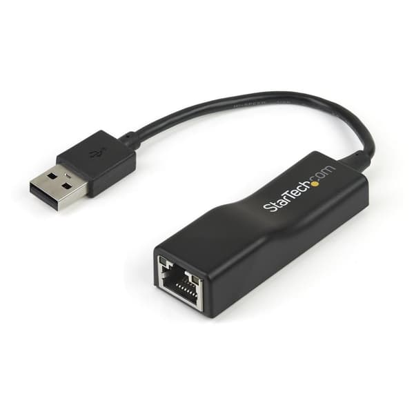 StarTech USB2100 USB-netværksadapter US2.0 han til RJ45 hun, sort Sort