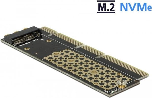 DeLOCK PCI Express x16 (x4 / x8)-kort til 1 x NVMe M.2 Key M til server - Lagercontroller - 1 sender/kanal - M.2-kort - PCIe 3.0 x16