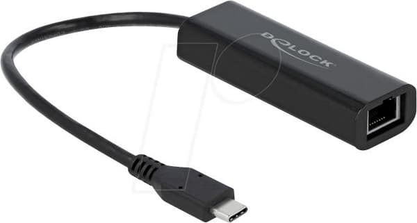 DeLOCK - Netværksadapter - USB-C 3.1 Gen 1 / Thunderbolt 3 - 100M/1G/2.5G Gigabit Ethernet - Sort (66298)