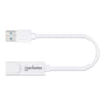 Miniatyrbillede 3 af 4: Manhattan USB-A Gigabit netværksadapter, hvid, 10/100/1000 Mbps netværk, USB 3.0, Ethernet, RJ45, tre års garanti, svarende til USB31000SW.