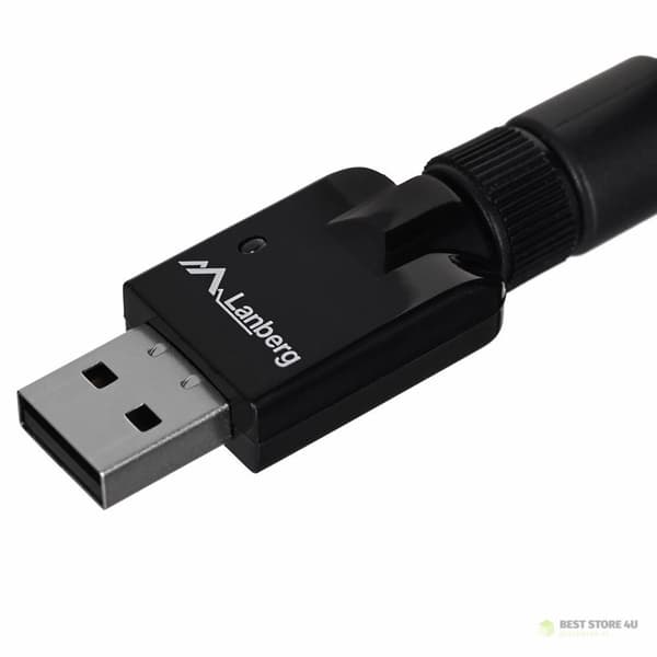 Lanberg N150 NC-0150-WE nätverkskort (USB 2.0, WiFi-antennkontakt)