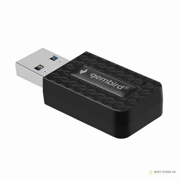 GEMBIRD LANGATON KAKSITAAJUINEN USB WIFI AC1300 -VERKKOSOVITI musta