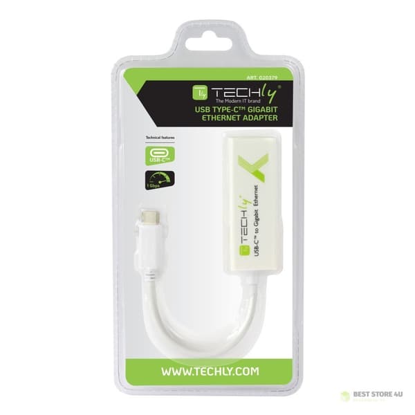 TECHLY VERKKOKORTTISOVITIN USB-C 3.1 - RJ45 GI