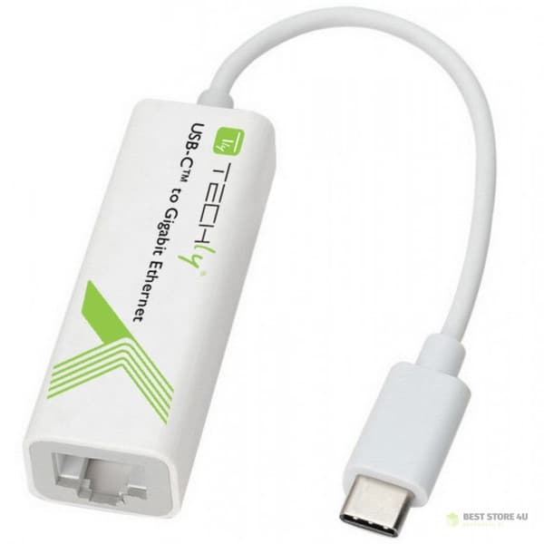 TECHLY VERKKOKORTTISOVITIN USB-C 3.1 - RJ45 GI Valkoinen