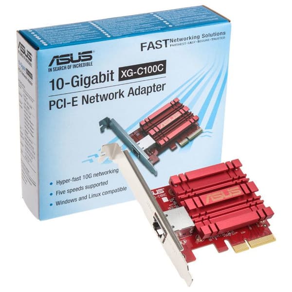 10 GB Ethernet-kort - ASUS - XG-C100C - PCI Express - 1 RJ45-port - Kopparnätverkskabel