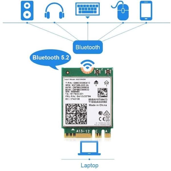 Trådlöst nätverkskort - Intel - AX210NGW - Wi-Fi 6E - Bluetooth 5.2 - M.2 2230