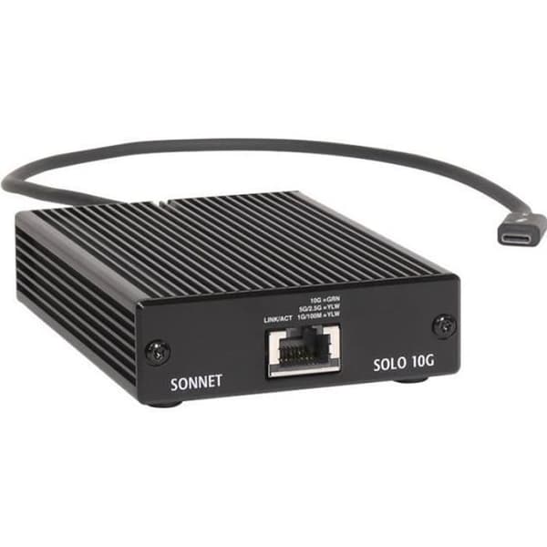 Sonnet Solo 10G Thunderbolt 3 nätverksadapter - RJ-45 - 10Gb Ethernet - Flödeskontroll - AVB Svart