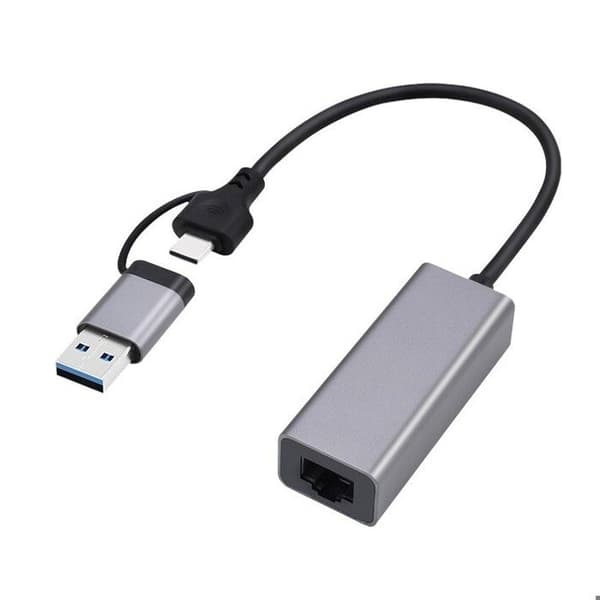 USB-A/C 3.0 nätverkskort till RJ45 Gigabit Gembird Svart, Grå