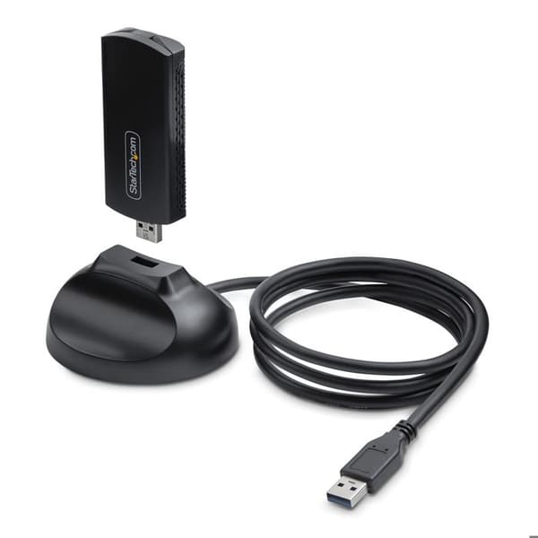 StarTech.com USB WiFi 6E för Stationär/Portabel Dator, Trådlöst Nätverkskort med Fällbar Antenn, WiFi 6E Dongle för