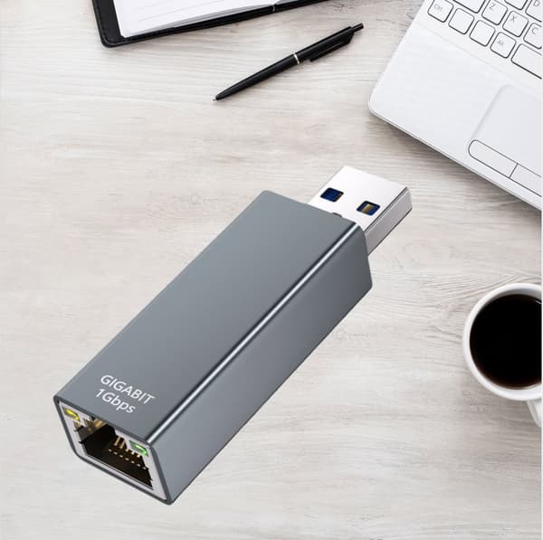 INF DK03 USB till Gigabit Ethernet-adapter - Rymdgrå