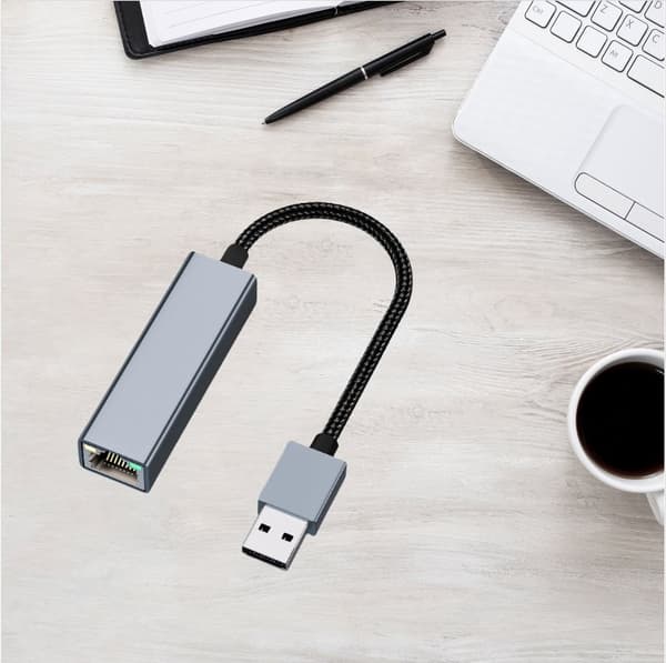 INF ATO USB till Gigabit Ethernet-adapter - Grå, Kompakt Design