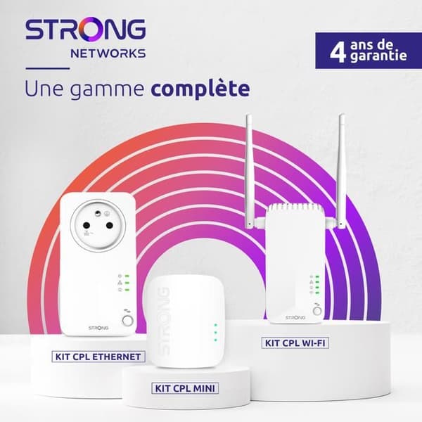 Powerline-sarja - STRONG - Powerline 600 3 kpl pakkaus - 600 MB - Suodatettu pistorasia, 3 sovitinta, kolmoispakkaus