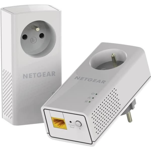 NETGEAR PLP1000 2 kpl 1000 Mbps:n pistorasioita suodatetulla pistorasialla ja gigabitin portilla Valkoinen