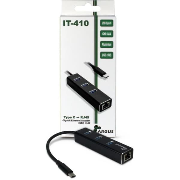Inter-Tech ARGUS IT-410, USB 3.0 (3.1 Gen 1) Typ-C, RJ-45, USB 3.0 (3.1 Gen 1) Typ-A, 1000 Mbit-s, Gigabit Ethernet, IEEE 802.