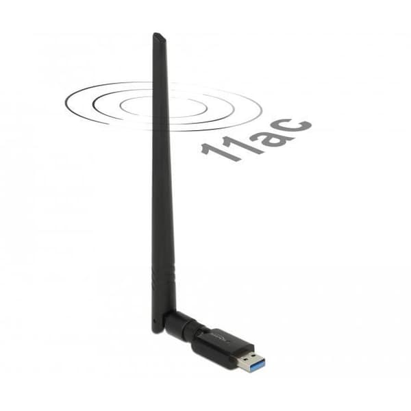 DeLOCK 12535, trådlös, USB, RF trådlös, IEEE 802.11ac, svart Svart