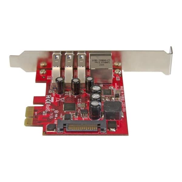 STARTECH 3-ports USB 3.0 och 1-ports Gigabit Ethernet PCI Express-kort med UASP - PCIe 3x USB 1x GbE-adapter
