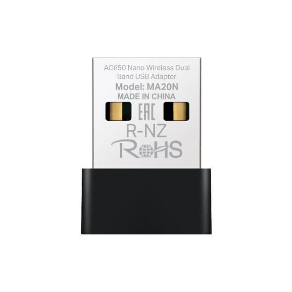 Mercusys MA20N WLAN USB-adapter Trådlös 650 Mbit/s Dual-band Wi-Fi 5 Svart Svart, Metallisk