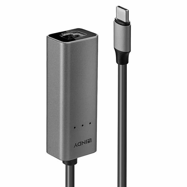 USB 3.1 Typ C till Ethernet 2.5G Lindy-omvandlare, 43314 Silver
