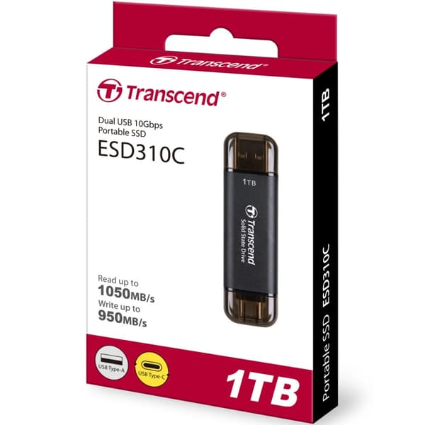 Transcend Portabel SSD ESD310C USB-C 1TB (R1050/W950) Svart
