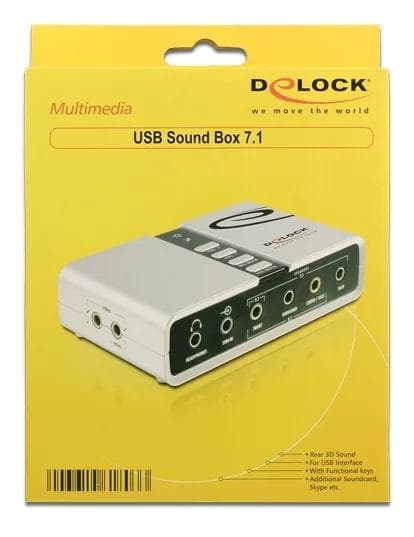 DeLOCK USB 2.0 lydkort, 7.1, tilslutninger til hovedtelefoner, højtal