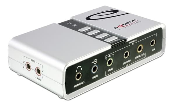 USB 2.0 äänikortti 7.1, kuuloke-, kaiutin-, surround-, S/PDIF, 3,5mm