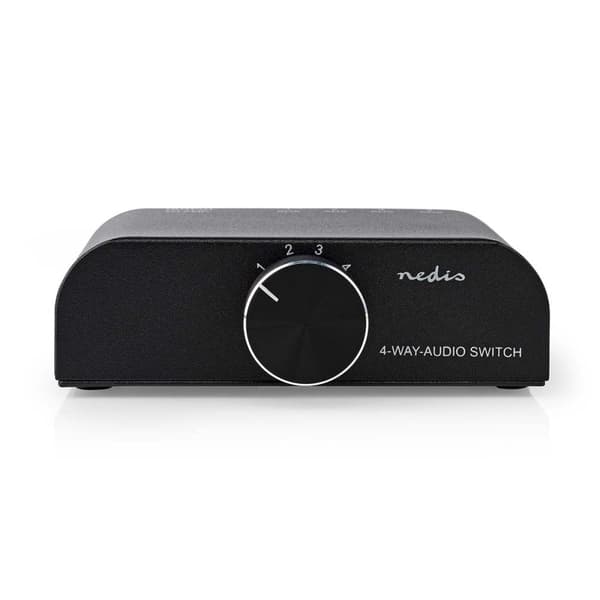 Nedis Analog Audio switch | 4-Port port(s) | Anslutningsingång: 1x 3.5 mm Audio Input / 3x (2x RCA Hona) | Anslutningsutgång: 1x (2x RCA Hona) | Instr