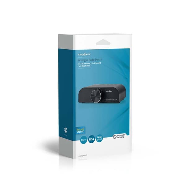 Nedis Analog Audio switch | 4-Port port(s) | Anslutningsingång: 1x 3.5 mm Audio Input / 3x (2x RCA Hona) | Anslutningsutgång: 1x (2x RCA Hona) | Instr