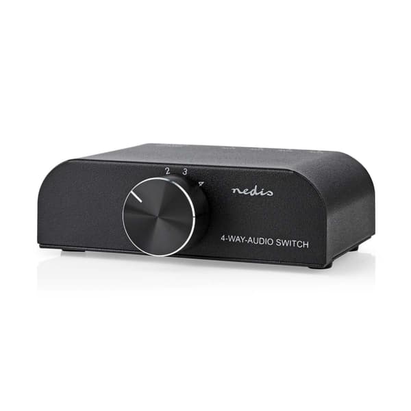 Nedis Analog Audio switch | 4-Port port(s) | Anslutningsingång: 1x 3.5 mm Audio Input / 3x (2x RCA Hona) | Anslutningsutgång: 1x (2x RCA Hona) | Instr