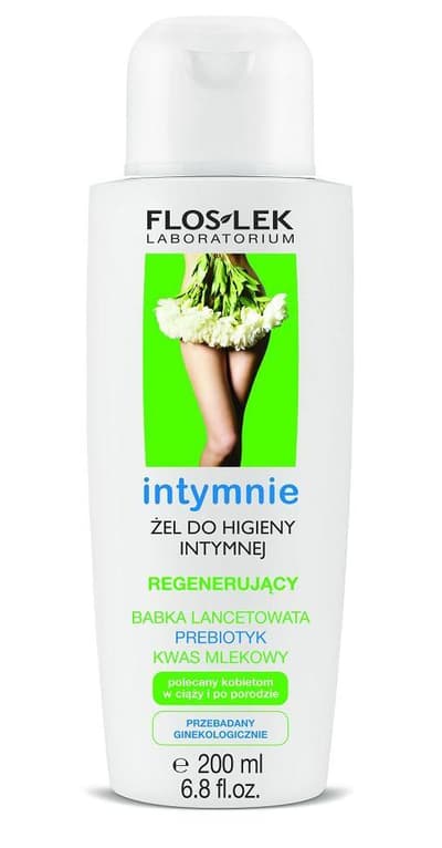 FLOSLEK_Intymnie ĹĽel do higieny intymnej regenerujÄ…cy Babka Lancetowata 200ml