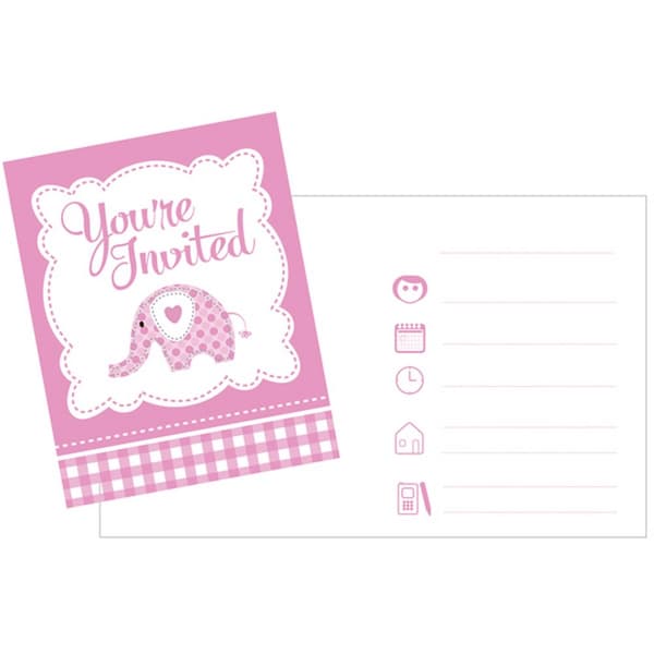 Creative Party Baby søde elefant invitationer (pakke med 8) Pink/White One Size