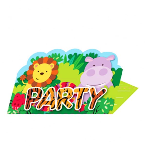 Amscan Jungle Friends invitationer og konvolutter (pakke med 8) Multicoloured One Size