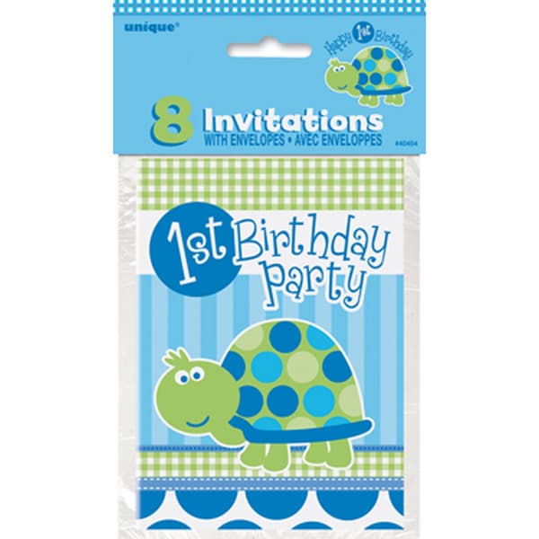Unique Party 1st Birthday Turtle Invitations (Pack of 8)
