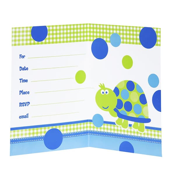 Unique Party 1st Birthday Turtle Invitations (Pack of 8) Blue/Green One Size