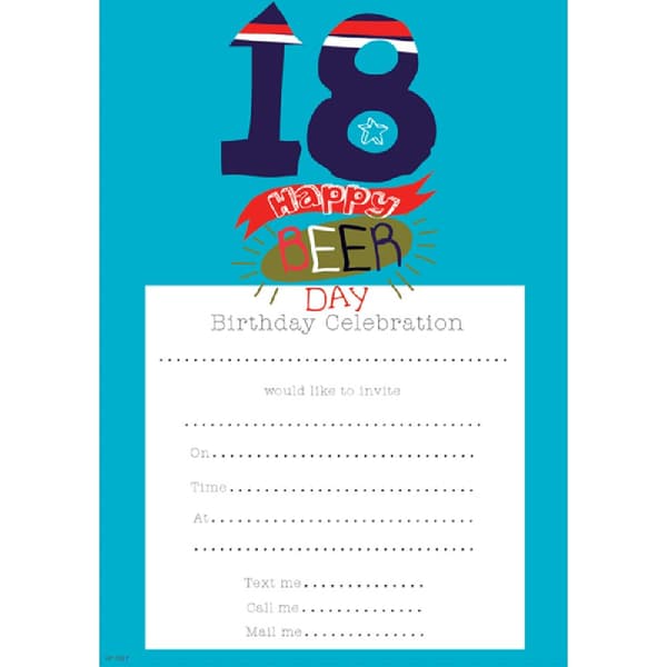 Simon Elvin Birthday Invites Hanging Pad (Pack Of 10) Blue 18th