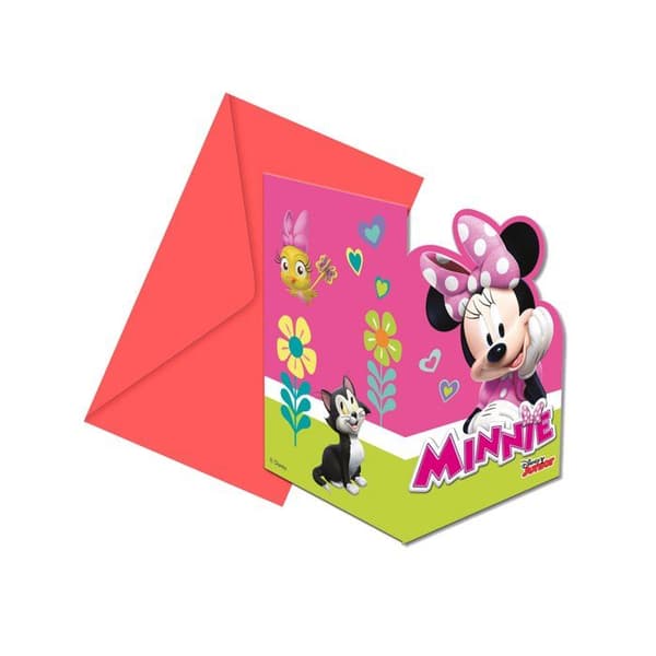 Inbjudningskort - PROCOS - Minnie Mouse - 6 delar - Tropiskt tema - 9x14 cm