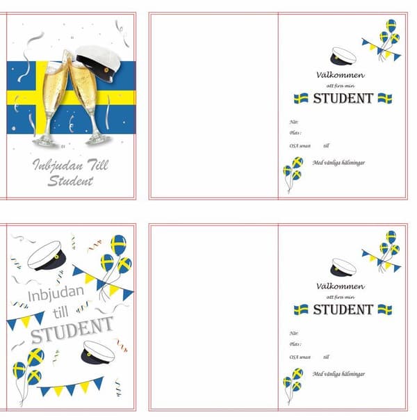 4-Pak - Studentinvitasjonskort - Student