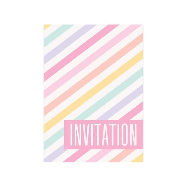 Unique Party Stribe-invitationer (pakke med 8) Pastel One Size