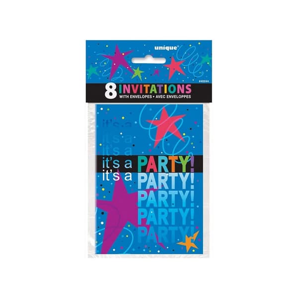 Unique Party Kosmiske fødselsdagsinvitationer (pakke med 8)