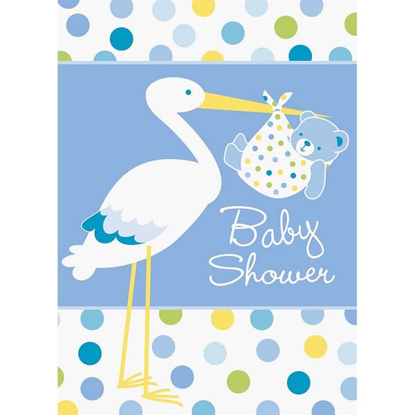 Unique Party Stork Baby Shower-invitationer (pakke med 8) Blue/White One Size