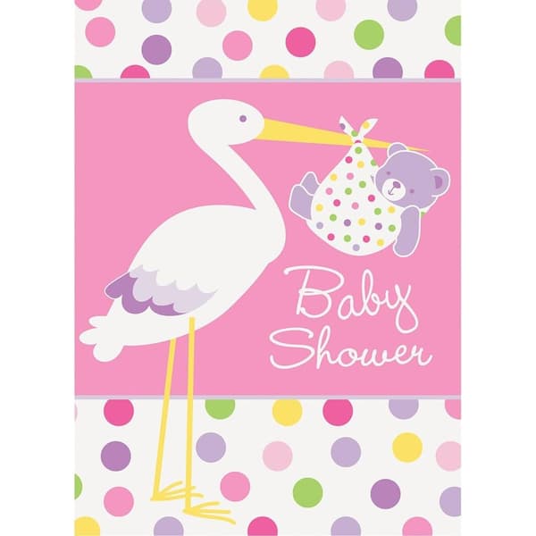 Unique Party Stork Baby Shower-invitationer (pakke med 8) Pink/White One Size