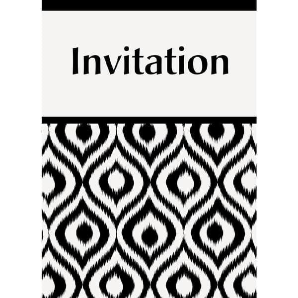 Unique Party Ikat Invitations (Pack of 8) Black/White One Size