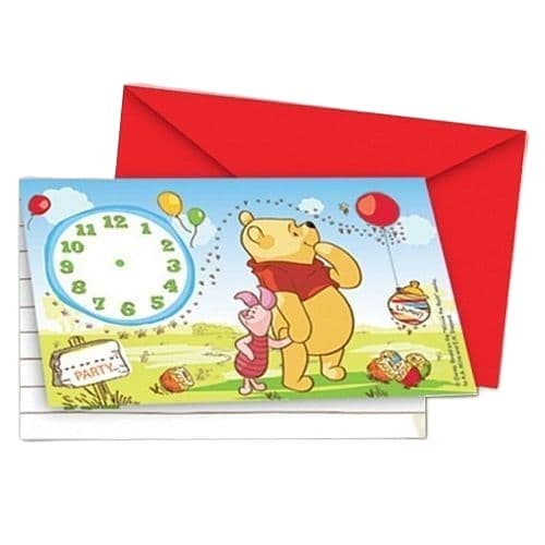 Winnie the Pooh Piglet Invitations (Pack of 6) Blue/Green/Red One Size