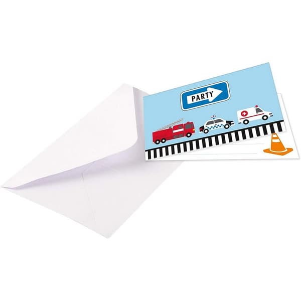 Amscan On The Road Foldover Birthday Invitations (Pack of 8) Blue/Red/White One Size