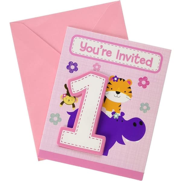 Creative Party One Is Fun Invitations (Pack of 8) Pink/Purple/White One Size