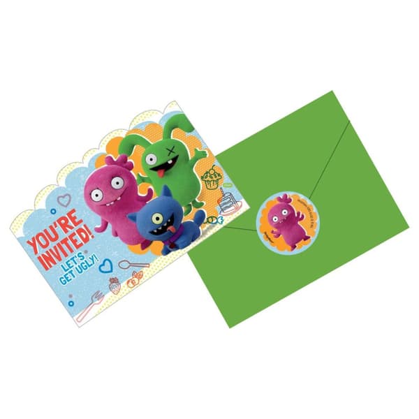 Ugly Dolls Characters Invitations (Pack of 8) Green/Blue/Pink One Size