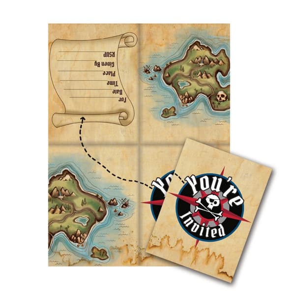 Creative Party Pirate´s Map Invitations (Pack of 8)
