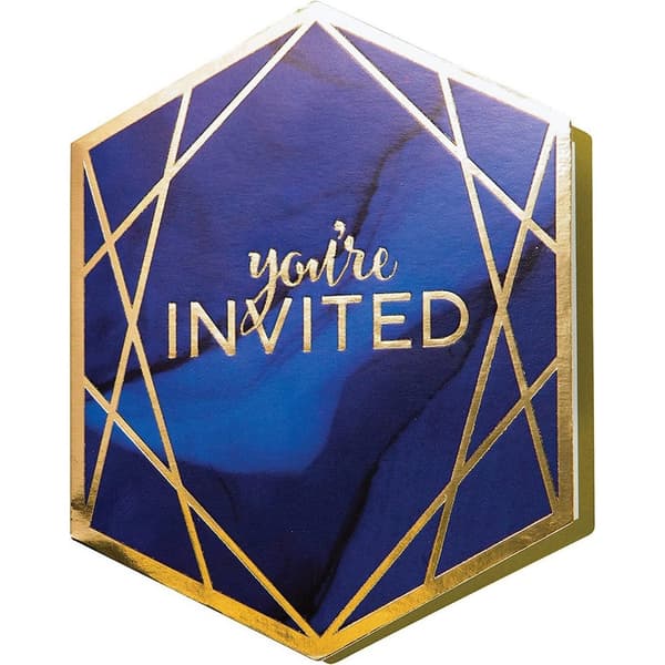 Creative Party Foil Invitations (Pack of 8) Navy Blue/Gold One Size