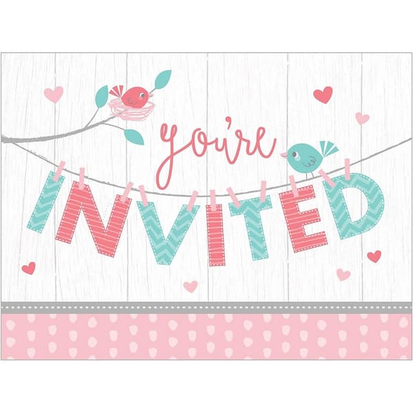 Creative Party Hello Baby Girl Invitations (Pack of 8)
